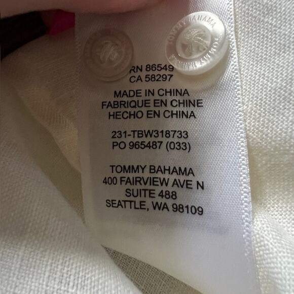 Tommy Bahama 100% Linen Long Sleeve Shirt Womens L Cream Button Up Coastal - Picture 5 of 9